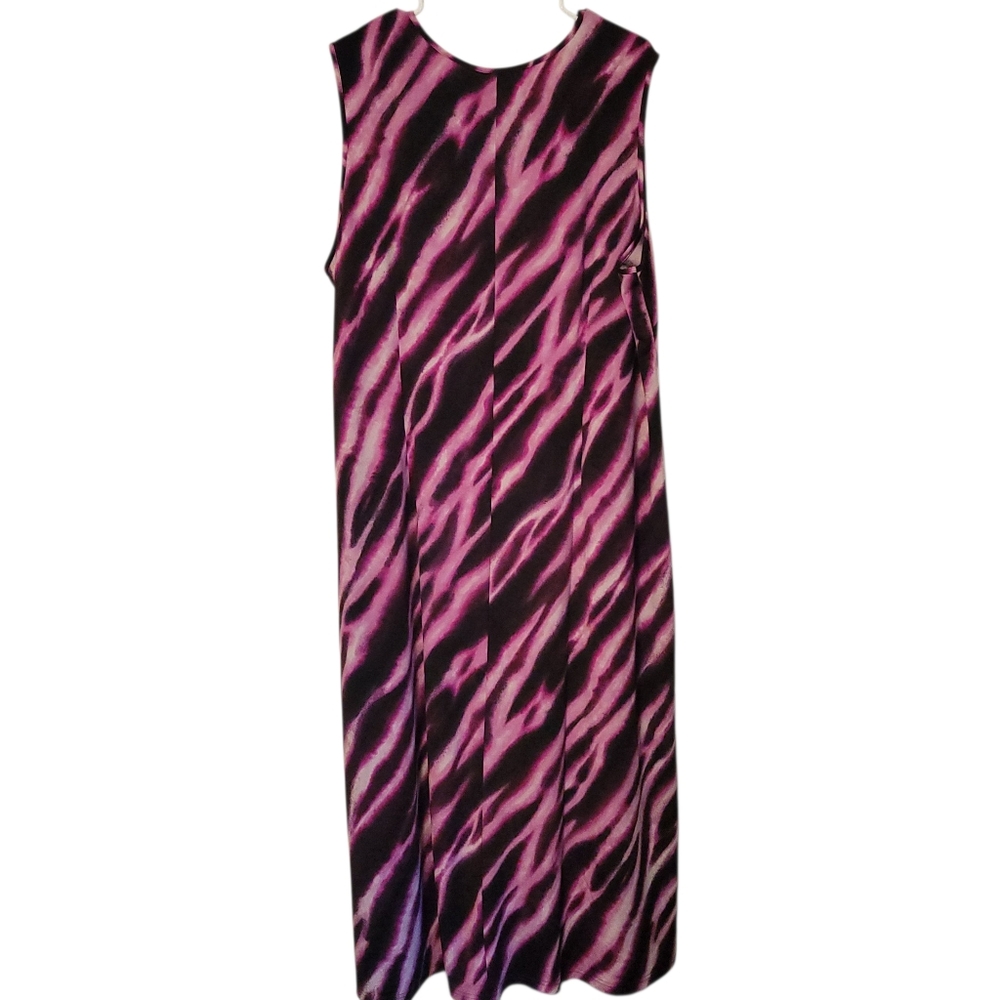 NWT Bob Mackie Wearable Art Pink/ Black Animal Print Sleeveless Dress, Size 2X - Picture 5 of 9